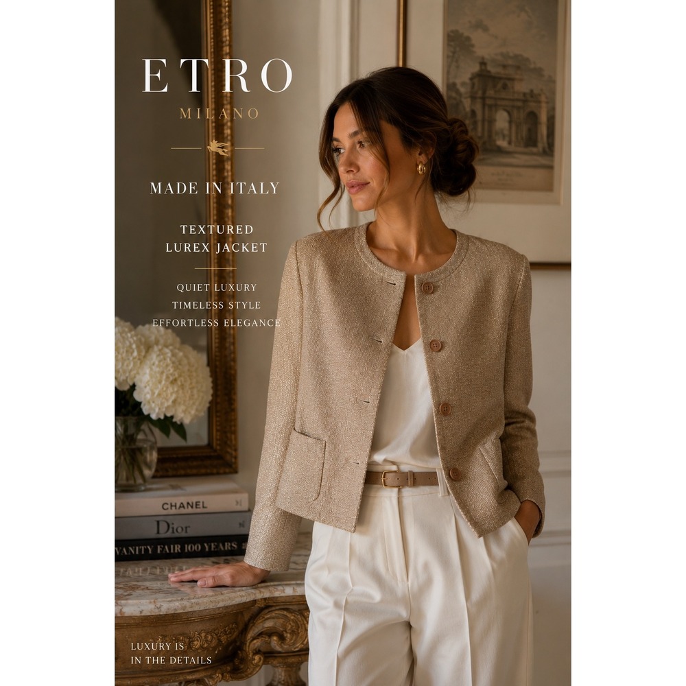 Etro‎ Milano Metallic Lurex Bouclé Jacket Italy Quiet Luxury Designer IT46